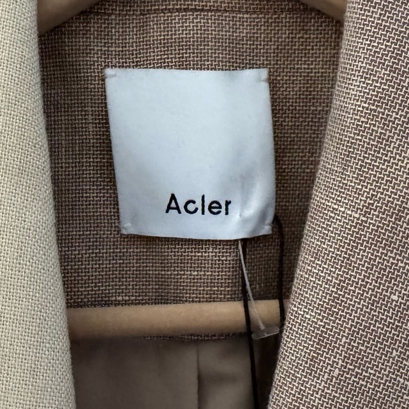 Acler Belvue Linen Blazer Jacket Double Breasted Two Tone Color Block Tan 8 NWOT - Picture 11 of 14